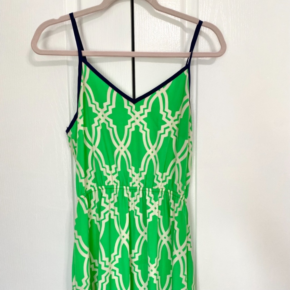 Excellent Condition Francesca’s Boutique Green & White Maxi Dress - Picture 2 of 14